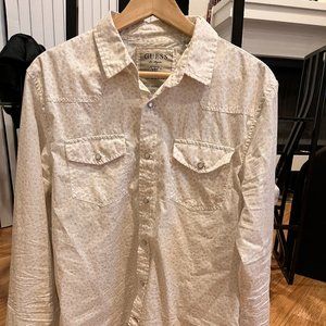 Guess Men’s Western White Floral Medium Button Up Flannel